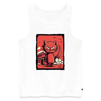 Keine Freude wütende, lustige japanischer Katze - Männer Premium Bio Tank Top - Weiß - Vorne - Michal (187cm)