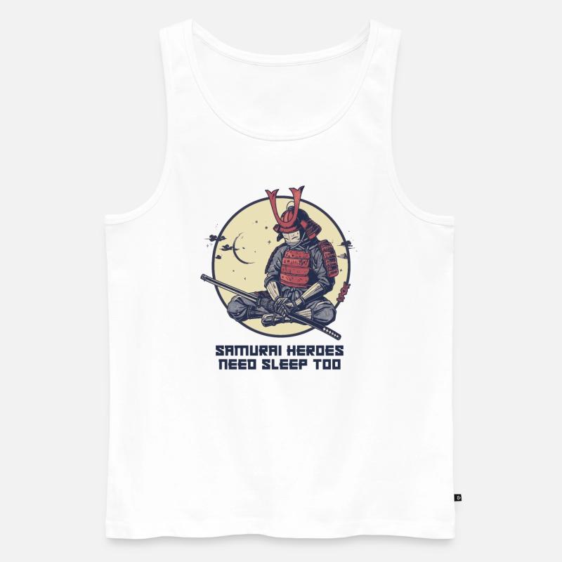 Samurai-Held braucht Schlaf - Männer Premium Bio Tank Top - Weiß