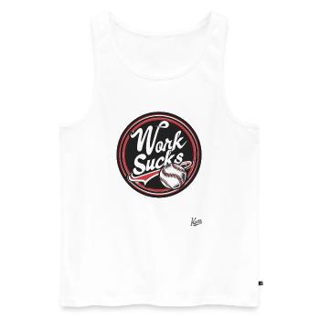 Work is annoying - Men's Premium Organic Tank Top - white - Front - AI Model Male 178 light (178cm)