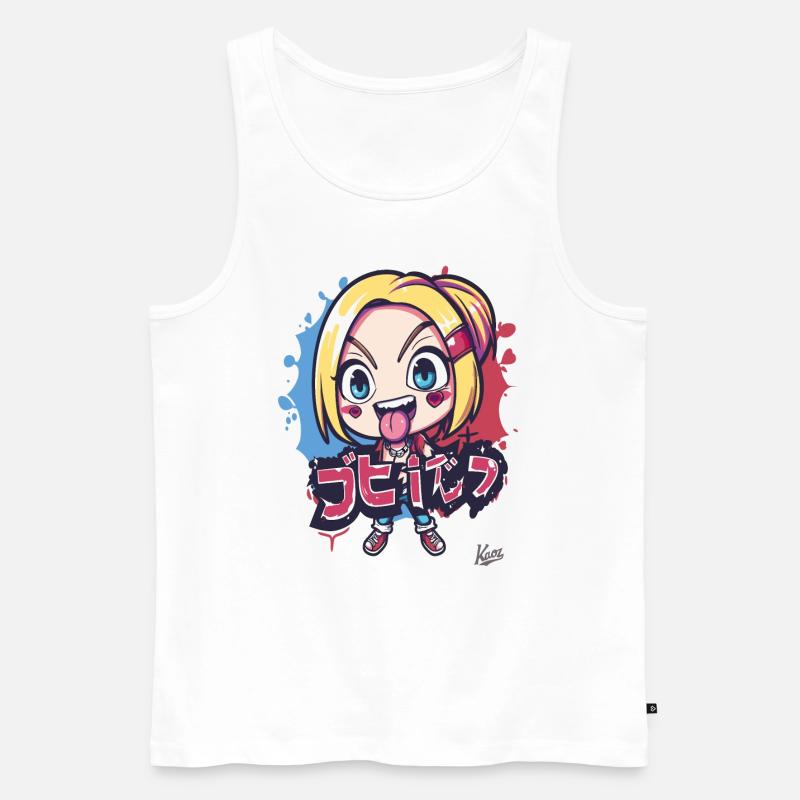 Chibi Freches Cartoon-Mädchen - Männer Premium Bio Tank Top - Weiß