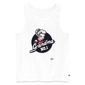 Mamie numéro 1 - Débardeur bio Premium Homme - blanc - Devant - Michal (187cm)