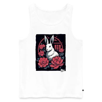 Asiatische Rosen und ein Weißes Häschen - Männer Premium Bio Tank Top - Weiß - Vorne - Michal (187cm)