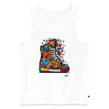 Funky Graffiti: Colorful Sneakers with Hearts - Men's Premium Organic Tank Top - white - Front - Michal (187cm)