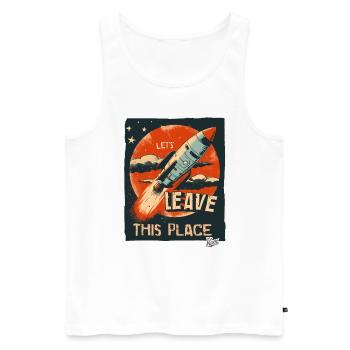 Lass uns mit einer Rakete hier abhauen - Männer Premium Bio Tank Top - Weiß - Vorne - Michal (187cm)