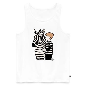 Boy with zebra - Men's Premium Organic Tank Top - white - Front - Michal (187cm)