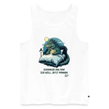 Kroko Alligator im Bett, Schnauze ich will pennen - Männer Premium Bio Tank Top - Weiß - Vorne - AI Model Male 178 light (178cm)