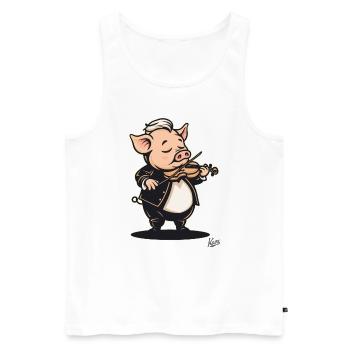 klassische Musik und ein Schwein mit Geige - Männer Premium Bio Tank Top - Weiß - Vorne - Michal (187cm)
