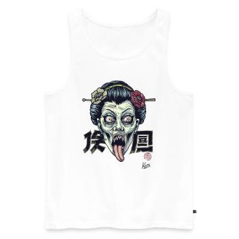 Horreur Zombie Geisha - Débardeur bio Premium Homme - blanc - Devant - Michal (187cm)