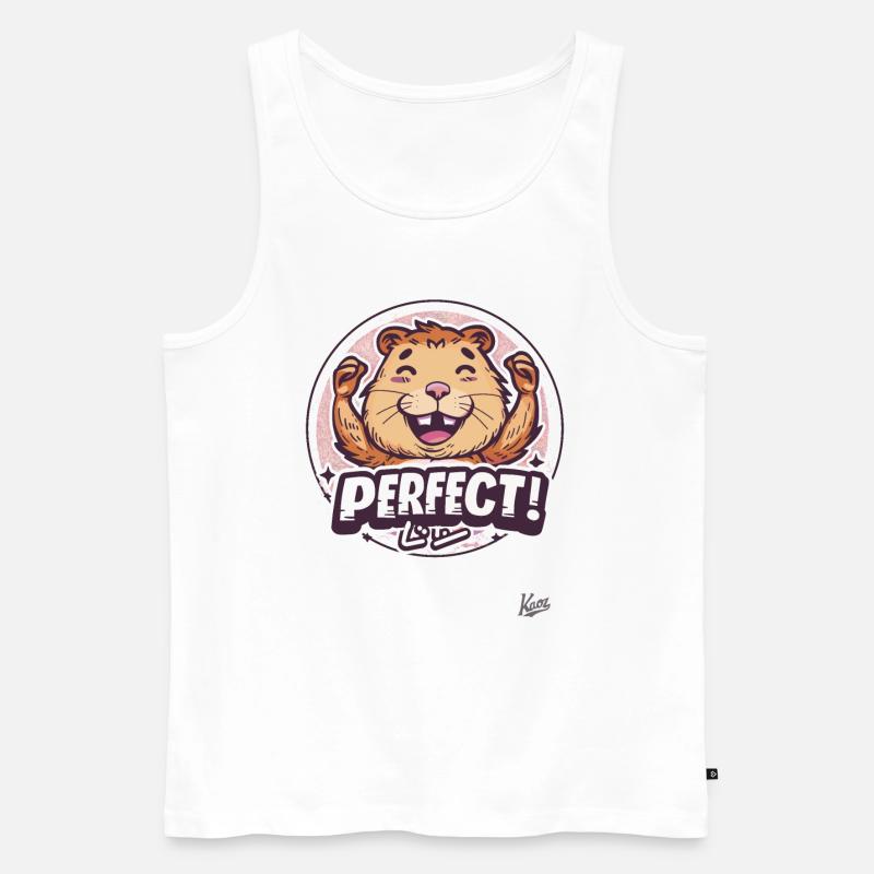 Der perfekte glückliche Biber - Männer Premium Bio Tank Top - Weiß