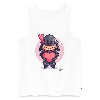 Shogun kawaii mignon samouraï avec cœur et amour - Débardeur bio Premium Homme - blanc - Devant - AI Model Male 178 light (178cm)