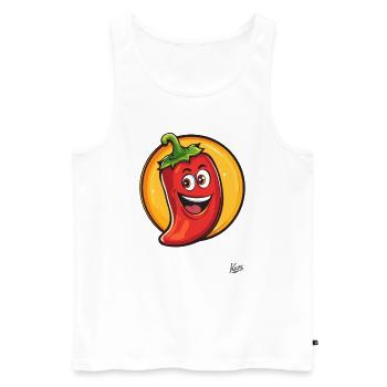 Hallo! Lustige scharfe Pepperoni - Männer Premium Bio Tank Top - Weiß - Vorne - AI Model Male 178 light (178cm)