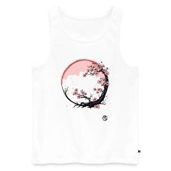 Japanische Kirschblüten - Männer Premium Bio Tank Top - Weiß - Vorne - Michal (187cm)