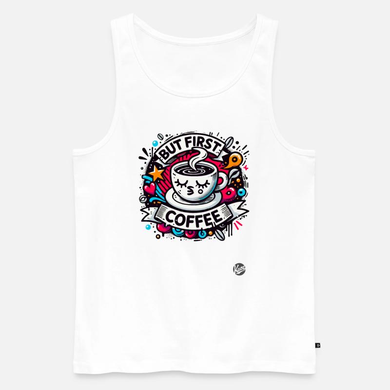 Aber Erst Kaffee - Männer Premium Bio Tank Top - Weiß