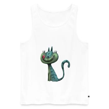 Chat drôle - Débardeur bio Premium Homme - blanc - Devant - Michal (187cm)
