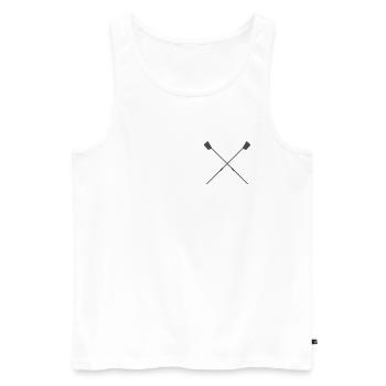 gekreuzte Ruderblätter - Ruderskulls Silhouette - Männer Premium Bio Tank Top - Weiß - Vorne - Michal (187cm)