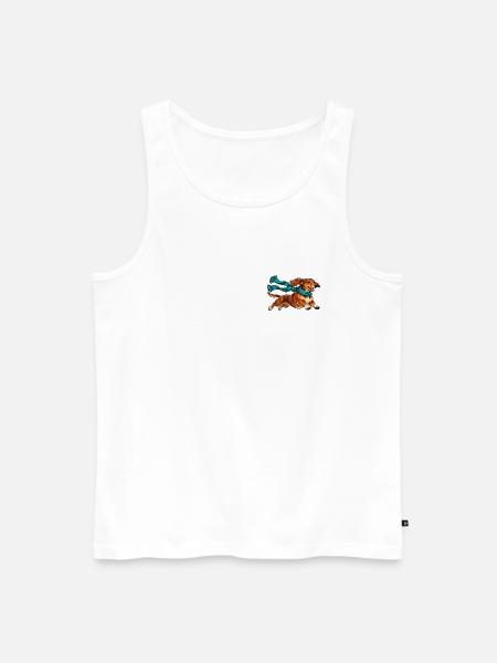 Dackel mit einem fliegenden Wollschal - Männer Premium Bio Tank Top - Weiß