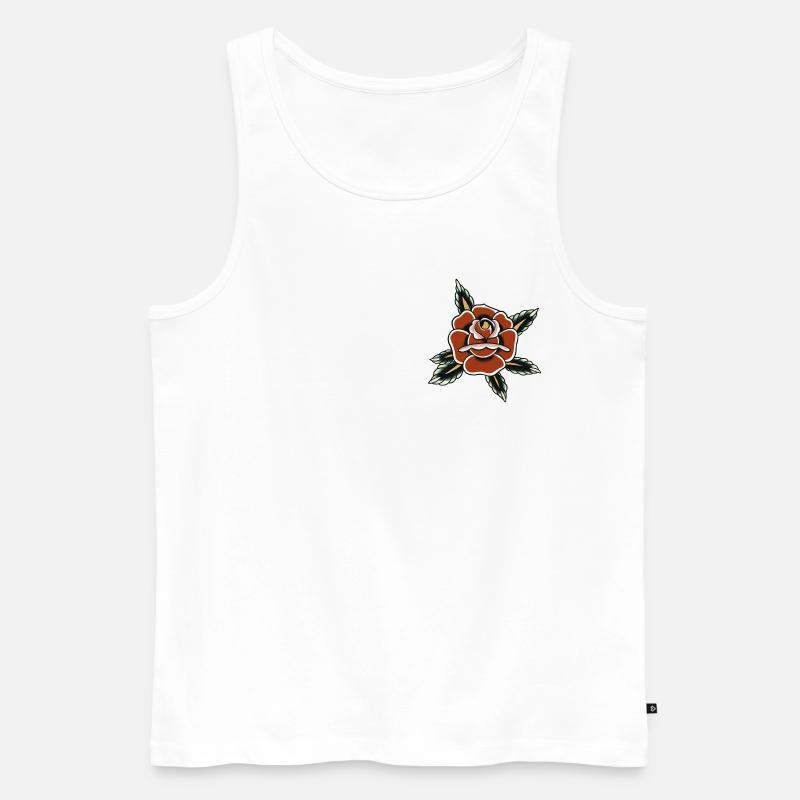 old School Tattoo Rose - Männer Premium Bio Tank Top - Weiß