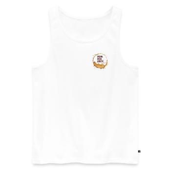 Träume, braue Kaffee, erreiche Ziele - Kaffeefleck - Männer Premium Bio Tank Top - Weiß - Vorne - Michal (187cm)