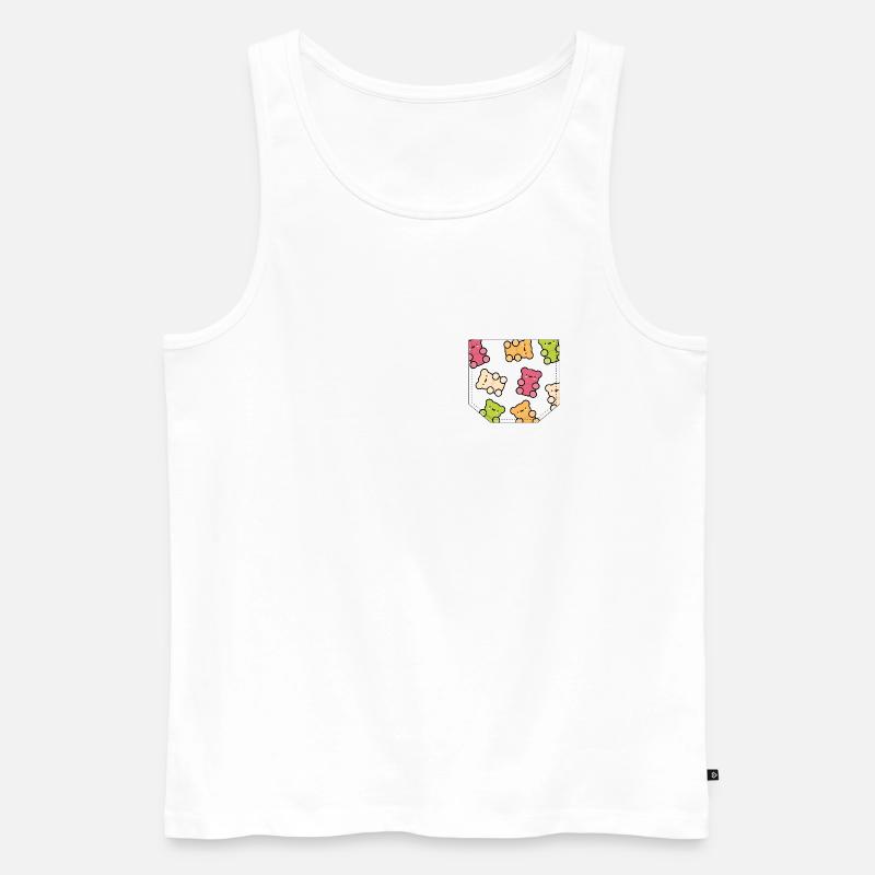 Brusttasche Gummibärchen Geschenk Idee - Männer Premium Bio Tank Top - Weiß