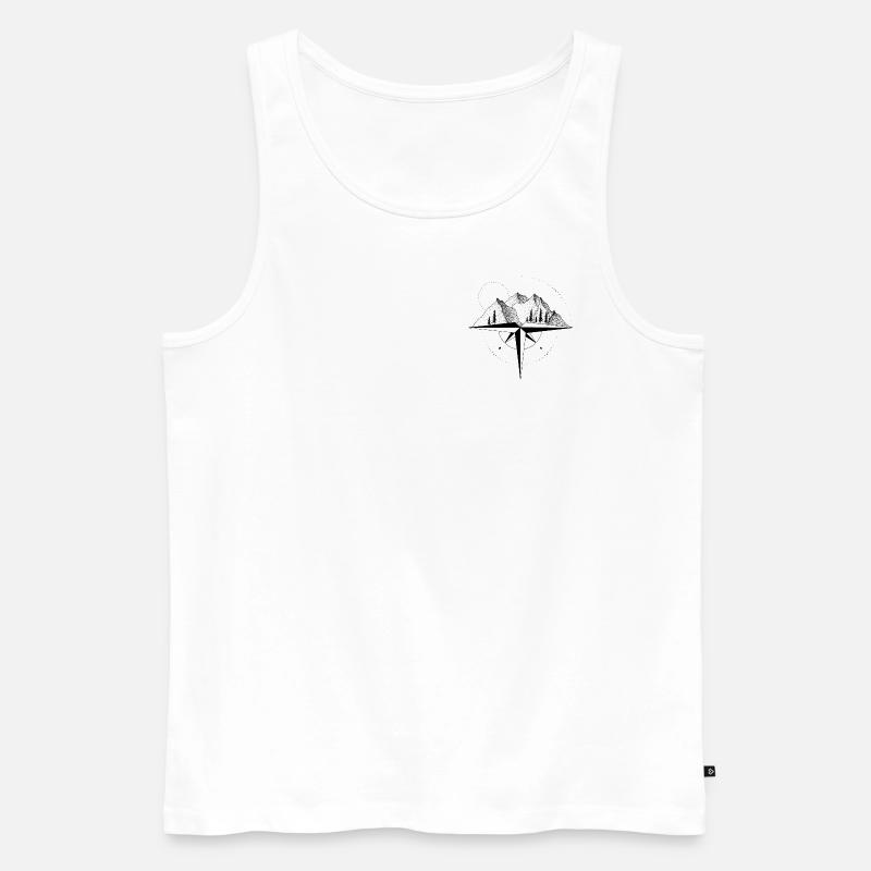 Berge Kompass - Männer Premium Bio Tank Top - Weiß