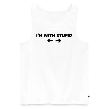 i m with stupid - Männer Premium Bio Tank Top - Weiß - Vorne - Michal (187cm)