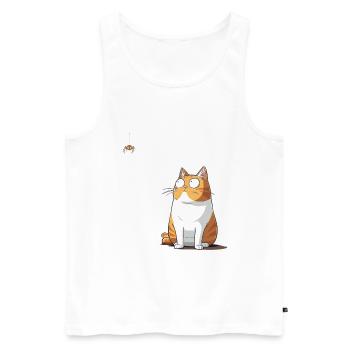 Katze vs. Spinne - Männer Premium Bio Tank Top - Weiß - Vorne - AI Model Male 178 light (178cm)