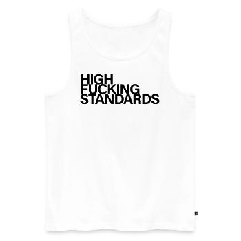 High fucking standards - Männer Premium Bio Tank Top - Weiß - Vorne - AI Model Male 178 light (178cm)
