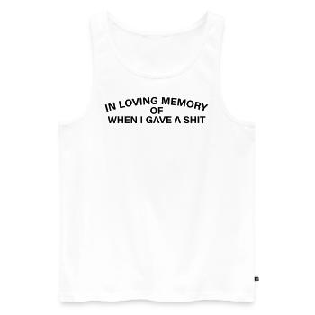In loving Memory of when I gave a Shit - Männer Premium Bio Tank Top - Weiß - Vorne - AI Model Male 178 light (178cm)