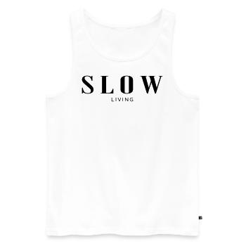 Slow living - Men's Premium Organic Tank Top - white - Front - AI Model Male 178 light (178cm)