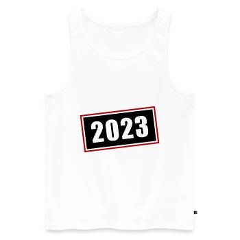2023 Symbol - Männer Premium Bio Tank Top - Weiß - Vorne - Michal (187cm)