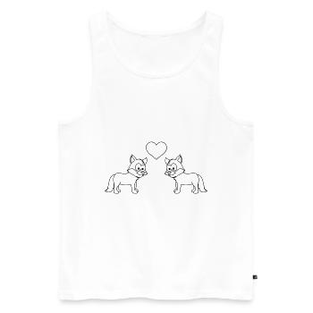 Fuchs Comic Paar Liebe - Männer Premium Bio Tank Top - Weiß - Vorne - AI Model Male 178 light (178cm)