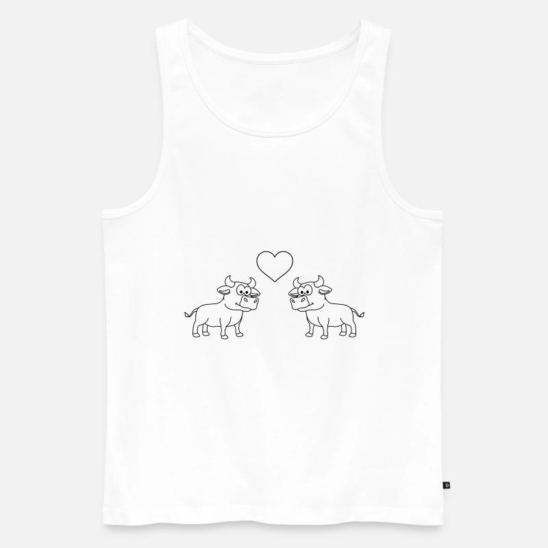Stier Comic Paar Liebe - Männer Premium Bio Tank Top - Weiß