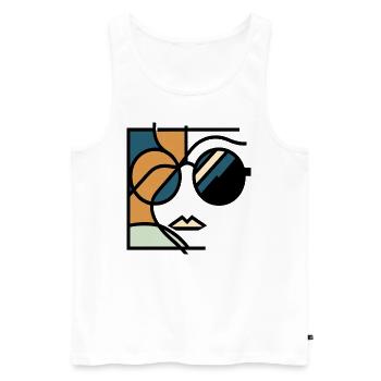 Retro Chic 70er Sonnenbrille - Männer Premium Bio Tank Top - Weiß - Vorne - AI Model Male 178 light (178cm)