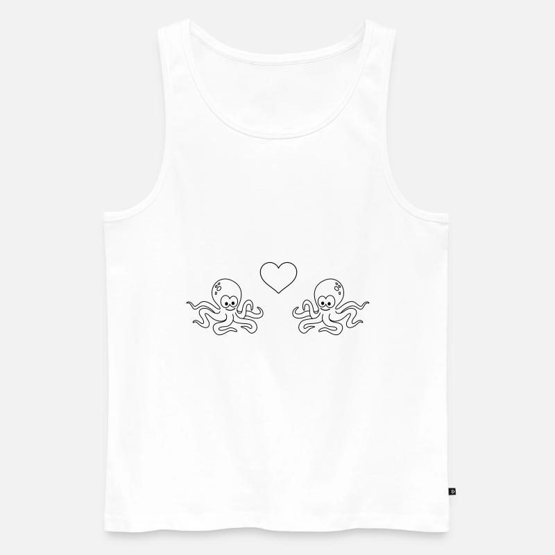 Krake Comic Paar liebe - Männer Premium Bio Tank Top - Weiß