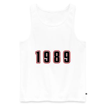 Numéro de l’année 1989 - Débardeur bio Premium Homme - blanc - Devant - AI Model Male 178 light (178cm)