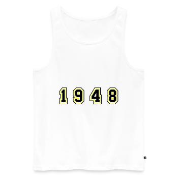 Numéro de l’année 1948 - Débardeur bio Premium Homme - blanc - Devant - AI Model Male 178 light (178cm)