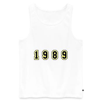 Numéro de l’année 1989 - Débardeur bio Premium Homme - blanc - Devant - AI Model Male 178 light (178cm)