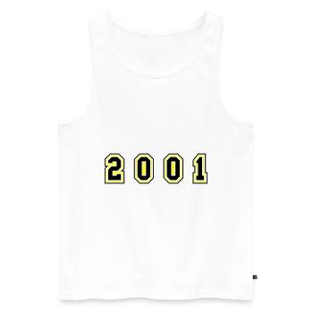 Numéro de l’année 2001 - Débardeur bio Premium Homme - blanc - Devant - AI Model Male 178 light (178cm)