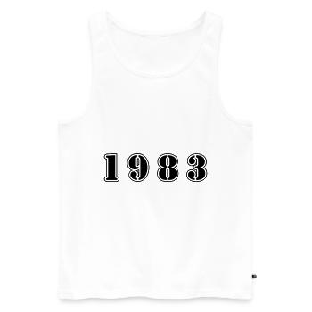 1983 anniversaire - Débardeur bio Premium Homme - blanc - Devant - AI Model Male 178 light (178cm)