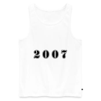 Anniversaire 2007 - Débardeur bio Premium Homme - blanc - Devant - Michal (187cm)