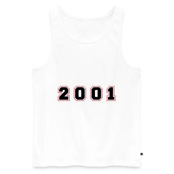 Numéro de l’année 2001 - Débardeur bio Premium Homme - blanc - Devant - AI Model Male 178 light (178cm)