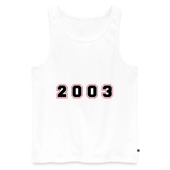 2003 Year Number - Men's Premium Organic Tank Top - white - Front - AI Model Male 178 light (178cm)