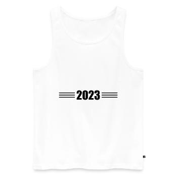 2023 Linie - Männer Premium Bio Tank Top - Weiß - Vorne - Michal (187cm)