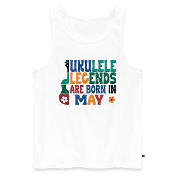 Ukulele Legends are born in May - Männer Premium Bio Tank Top - Weiß - Vorne - Michal (187cm)