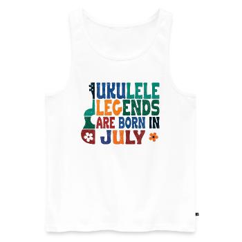 Ukulele Legends are born in July - Männer Premium Bio Tank Top - Weiß - Vorne - Michal (187cm)