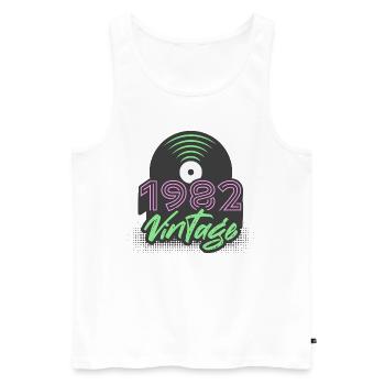 1982 Vintage Schallplatten Geburtstag Geschenkidee - Männer Premium Bio Tank Top - Weiß - Vorne - Michal (187cm)