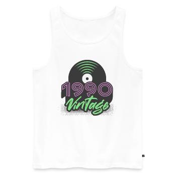 1990 Vintage Schallplatten Geburtstag Geschenkidee - Männer Premium Bio Tank Top - Weiß - Vorne - Michal (187cm)