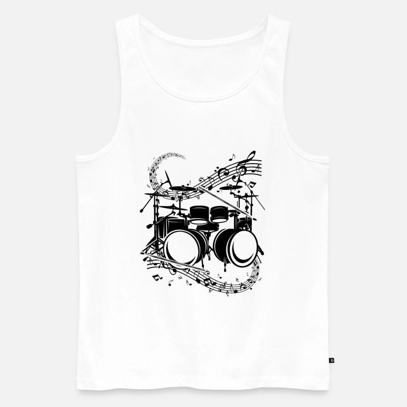 Musical Drums Drum Instrument Musical Notes Drumme - Männer Premium Bio Tank Top - Weiß