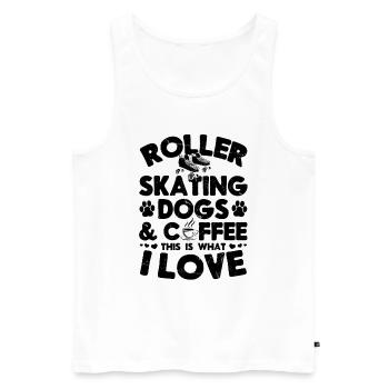Patins à roulettes Chiens Café C’est ce que j’aime - Débardeur bio Premium Homme - blanc - Devant - Michal (187cm)