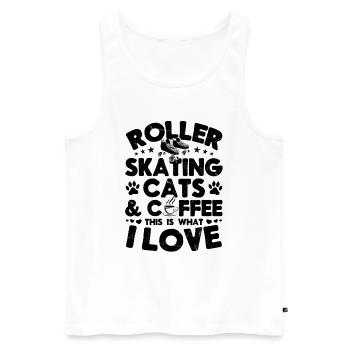 Roller Skating Cats Coffee This Is What I Love - Men's Premium Organic Tank Top - white - Front - AI Model Male 178 light (178cm)